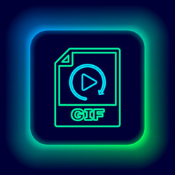 Glowing neon line gif file document download vector