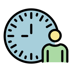 Man and analog clock icon color outline vector