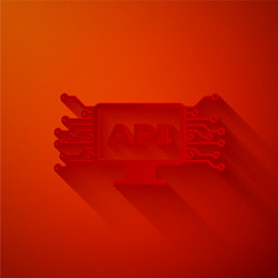 paper cut computer api interface icon isolated vector image