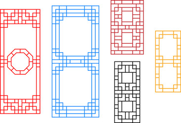 rectangle chinese window with pattern vector image