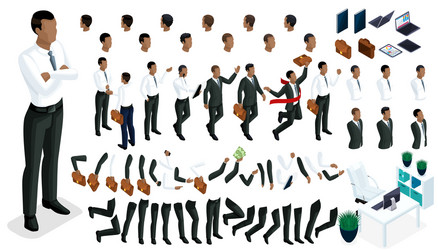 set for create your character in isometric vector image