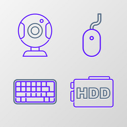 set line hard disk drive hdd keyboard computer vector image