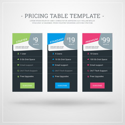 Design template for pricing table websites vector