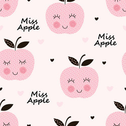 Seamless pattern with abstract smiling apples vector