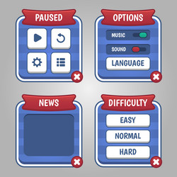 set of game menu selection for rpg and adventure vector image