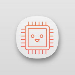 smiling processor app icon vector image