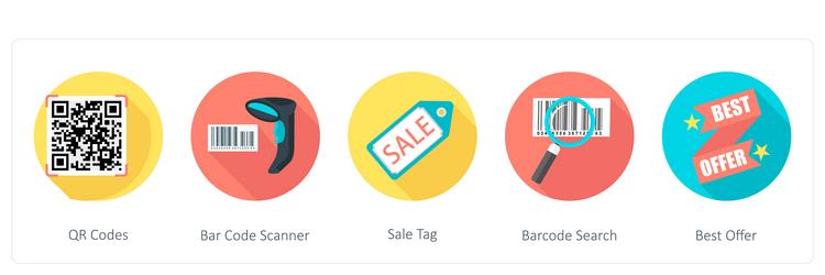 a set of 5 shopping icons as qr codes bar code vector image