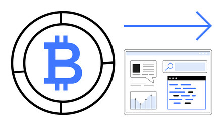 bitcoin transaction concept with data dashboard vector image