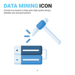 Data mining icon with flat color style isolated vector