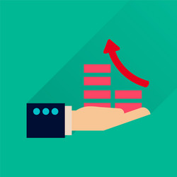 Flat icon with long shadow coin hand chart vector
