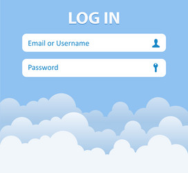 Login form menu with icons cloud background vector