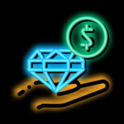 selling diamond for money neon glow icon vector