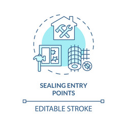 2d thin line icon sealing entry points concept vector