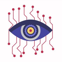 artificial intelligence eye with connection points vector