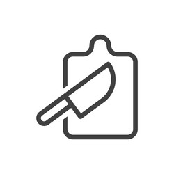 cutting board icon with knife simple linear image vector image