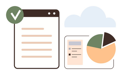 data presentation with checklist pie chart vector image