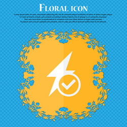 Photo flash icon sign floral flat design on a blue vector