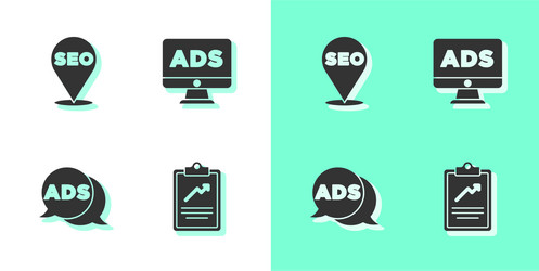set clipboard with graph chart seo optimization vector image