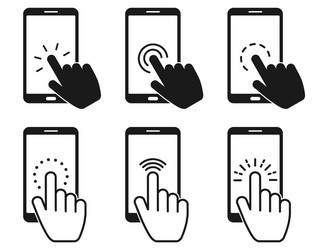 set touch screen smartphone sign icon hand vector