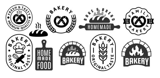 Bakery Stamp Set - Bread & Pastry Logo Vector Image