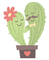 Cactus hug cute love cactuses vector