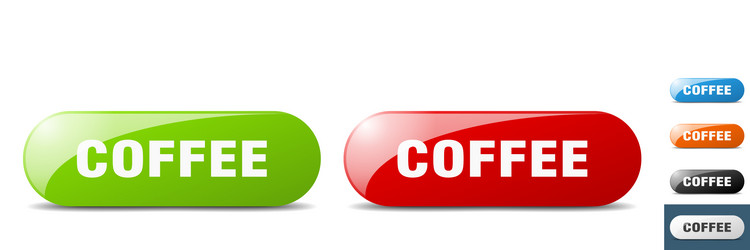 Coffee button key sign push set vector