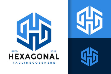 Letter h or c hexa cube logo logos design element Vector Image