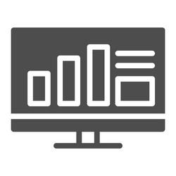 monitor with graph solid icon computer chart vector image