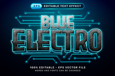 blue electro 3d text effect vector image