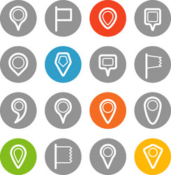 different navigation pins set with rounded corners vector image