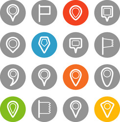 different navigation pins set with rounded corners vector