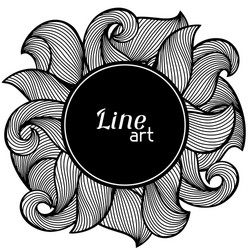 frame with curls and waves abstract outline vector image