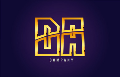 Gold golden alphabet letter da d a logo vector