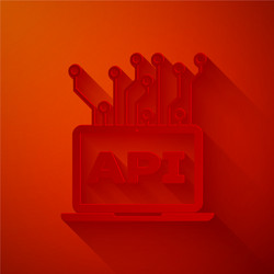 paper cut computer api interface icon isolated vector image