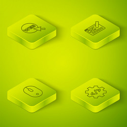 set isometric line ui or ux design computer mouse vector image