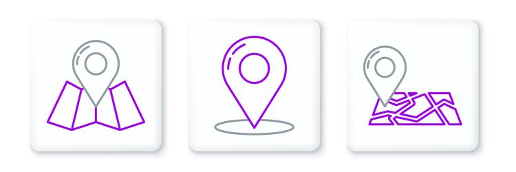 set line folded map with location marker vector image