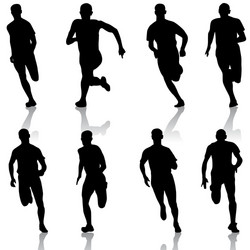 Silhouettes of Runners Sprinting Vector Image
