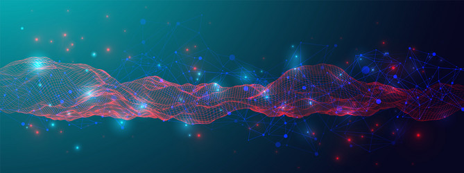 abstract background with waves and plexus effect vector image