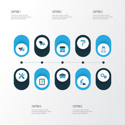 Building colorful icons set collection of worker vector