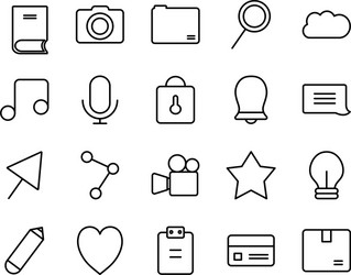 Heart and user interface icon set line style vector