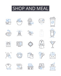 Shop and meal line icons collection hop store vector