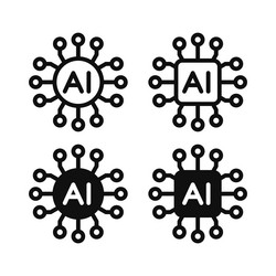 artificial intelligence chip icon ai processor vector image