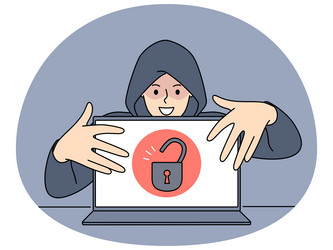 Hacker Stealing Data from Laptop vector image