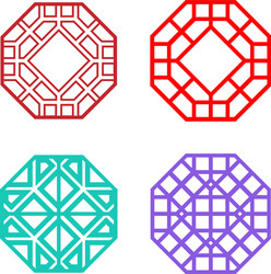 set of hexagon korean pattern window frame vector image