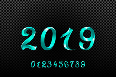 2019 blue new year sign with glitter and loading vector