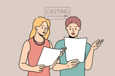 Actors Reading Script in Studio vector image