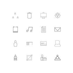 Business and office linear thin icons set vector