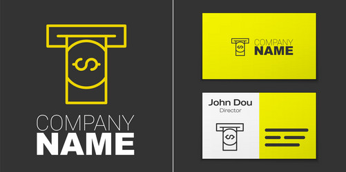 logotype line atm - automated teller machine vector image