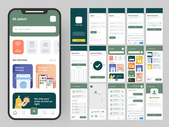 mobile app ui kit with different gui layout vector image
