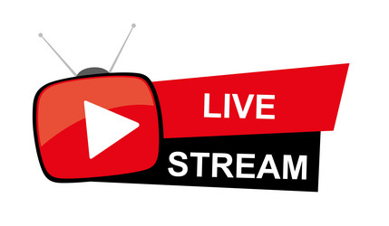 Live stream icon streaming sign with play bu vector